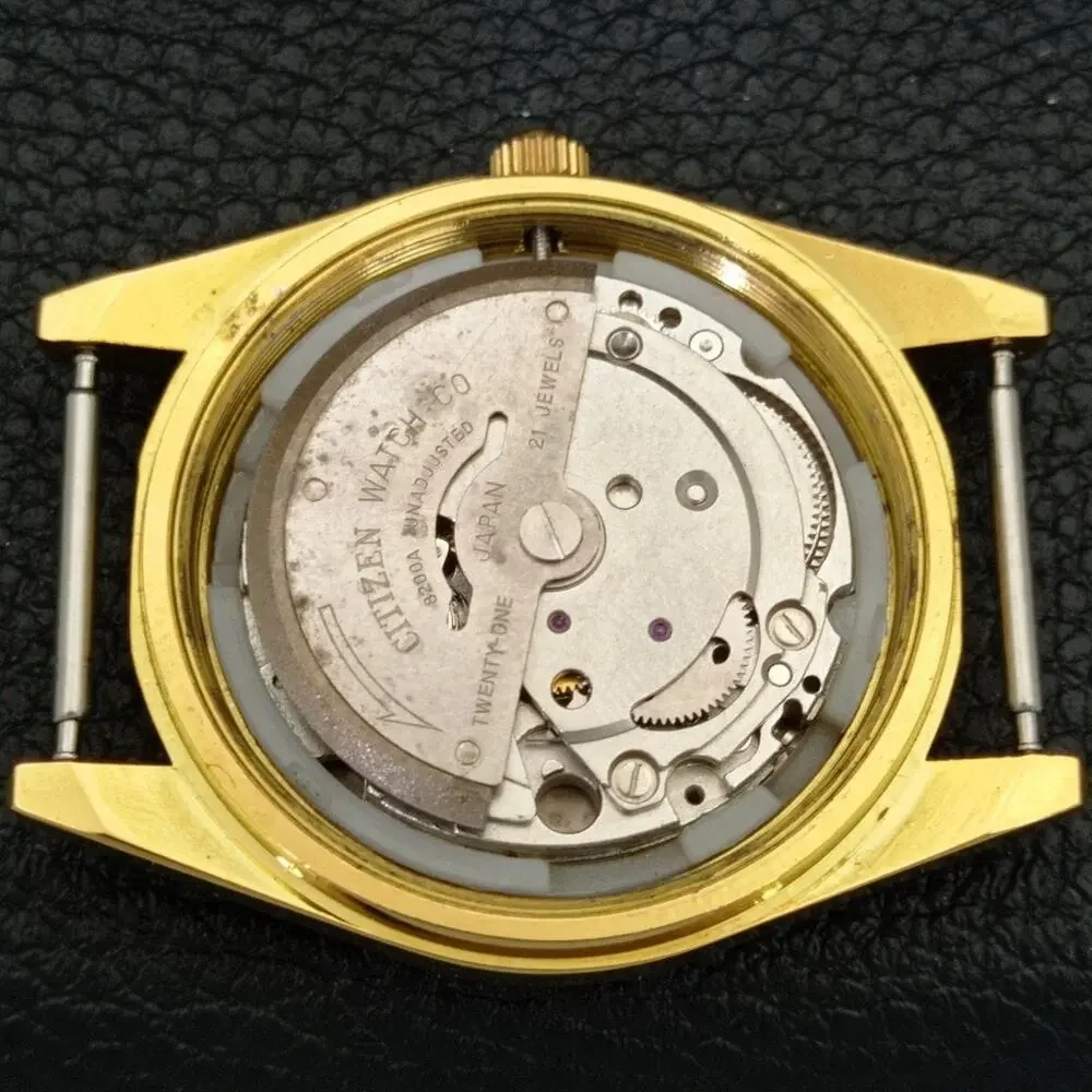 Vintage 1987 Citizen Automatic Mens Gold Watch W/daydate & Blue accents